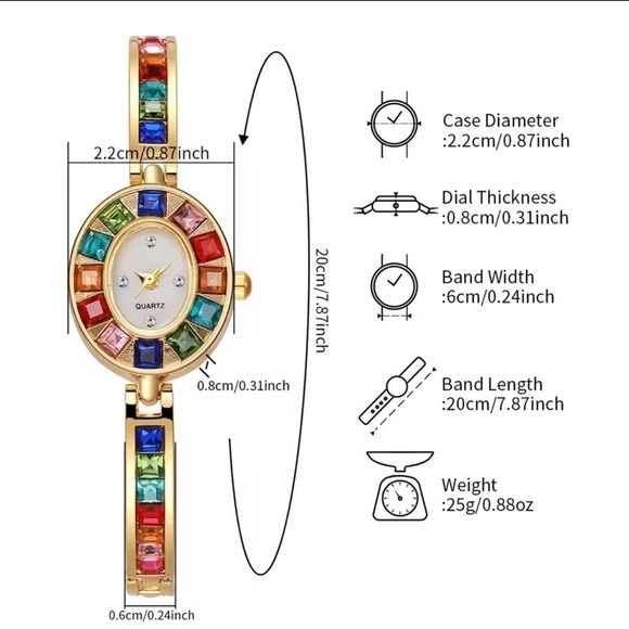 Vintage Silver Multicolor Crystal Quartz Watch main image 9